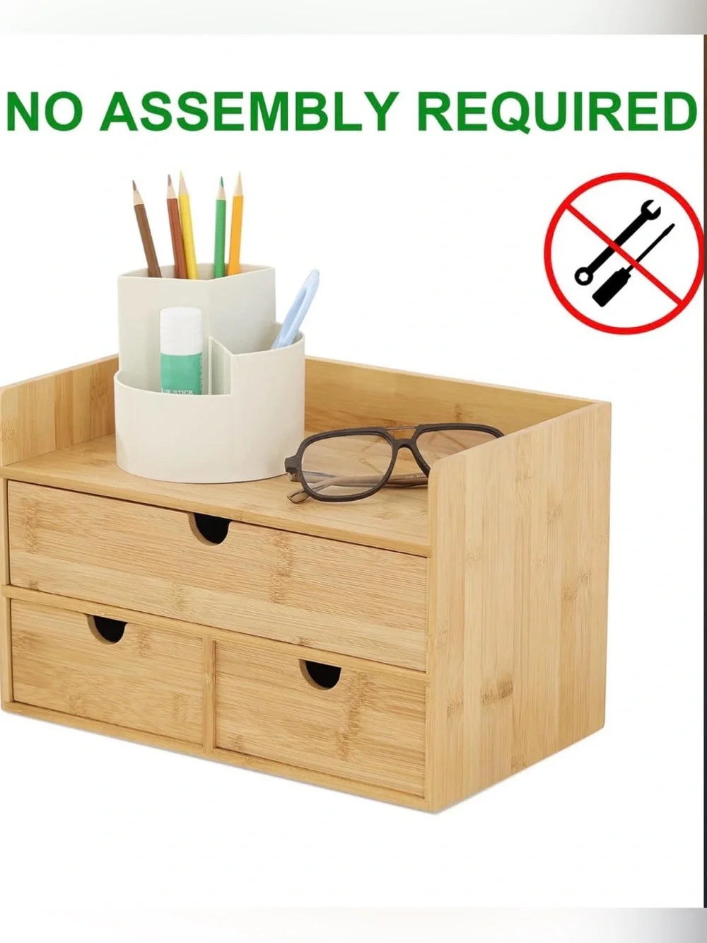 Bamboo Multi-Drawer Desk Organizer - Natural Wood 041